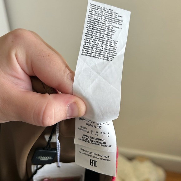 NWT Weekend Max Mara Virgin Wool Plaid Pink Brown Mini Skirt US 12 $395 - Picture 6 of 8